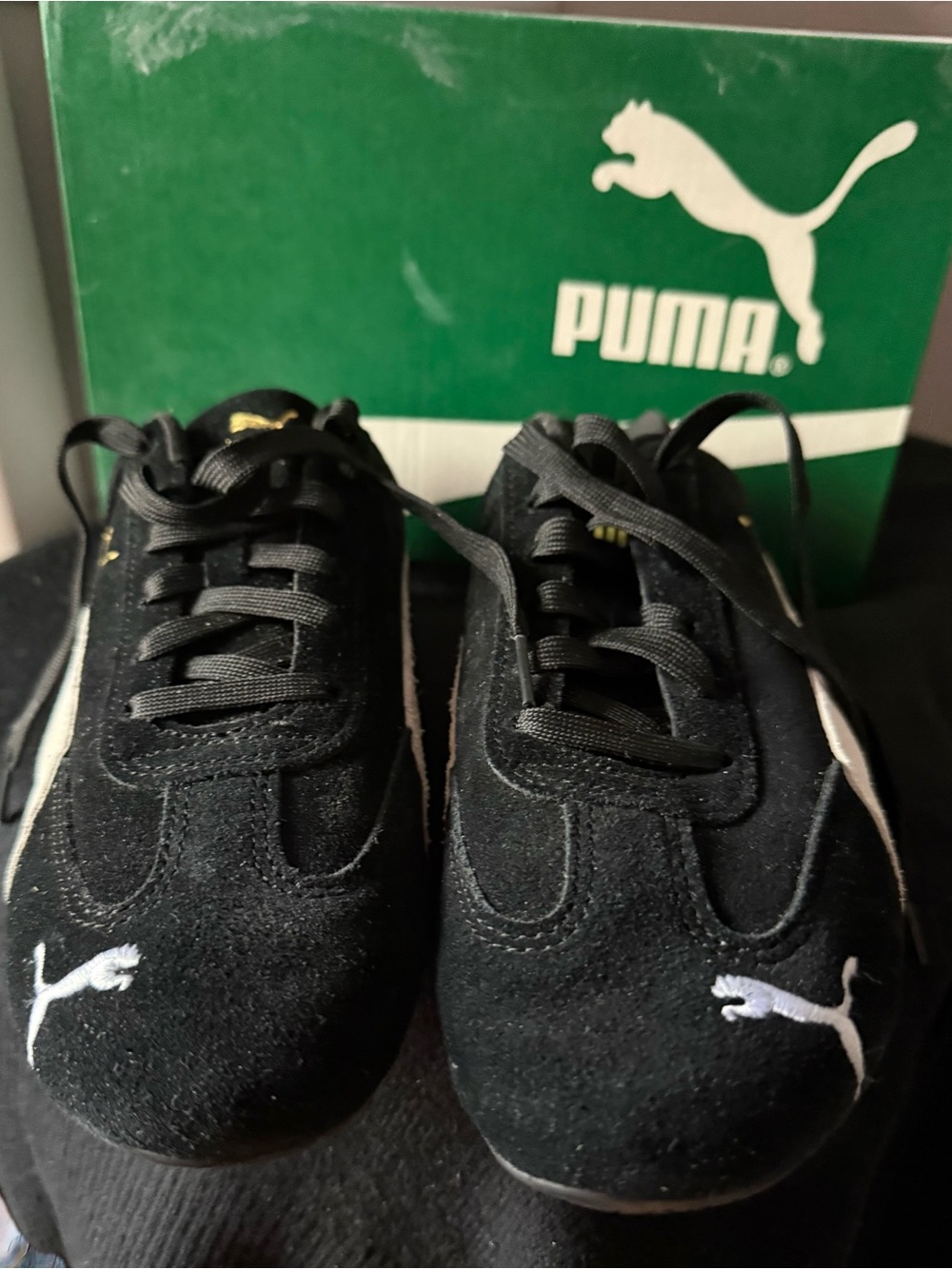 Puma Speedcat  Black Suede Sneakers with White Details